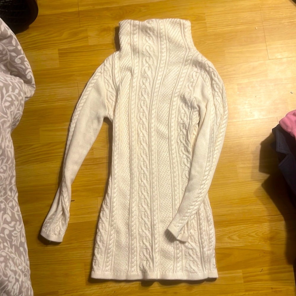 White sweater dress